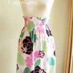 Smocked High Waisted Skirt ..
