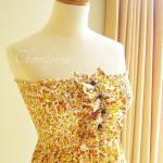Smocked Dress with Ruffles and Beads Orange Yellow Japanese Cotton Floral Print