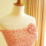 Summer Dress Pink Floral Print Japanese Cotton with Fabric Flower Brooch