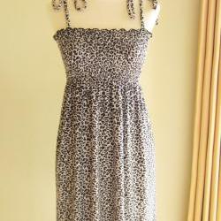Smocked Tube Dress with Straps - Leopard Print